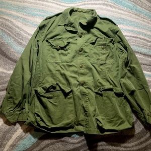 Army Green XXL Fatigue Utility Shirt Jacket Miller Gabbe LTD OD 7 Vintage 1960s